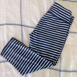 Athleta Navy and white stripe Crop legging
